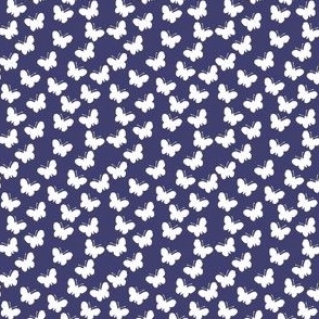 White butterflies on navy blue (mini)