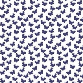 Navy blue butterflies on white (mini)