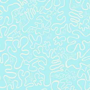 Coral Maze - Cream on Bright Blue