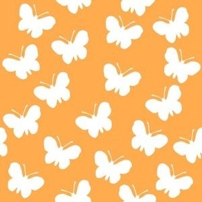 White butterflies on orange (medium)