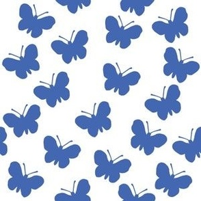 Royal blue butterflies on white (medium)