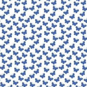 Royal blue butterflies on white (mini)
