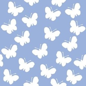 White butterflies on sky blue (medium)