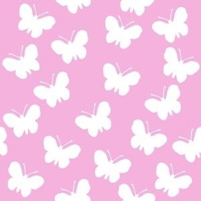 White butterflies on pink (medium)