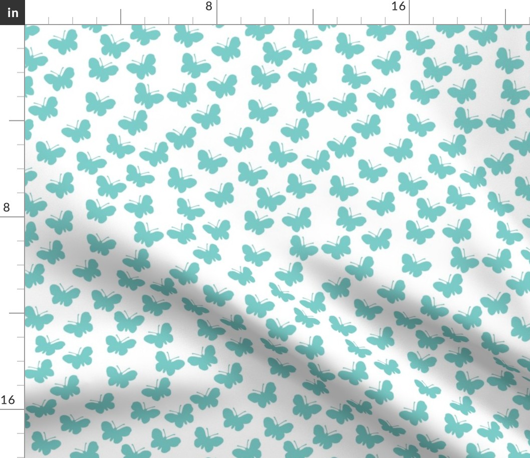 Turquoise butterflies on white (medium)