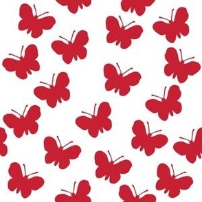 Red butterflies on white (medium)