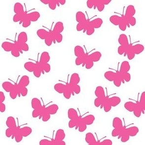 Deep pink butterflies on white (medium)