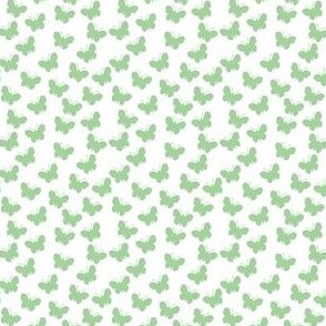 Green butterflies on white (mini)