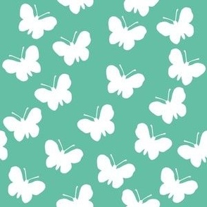 White butterflies on aqua (medium)