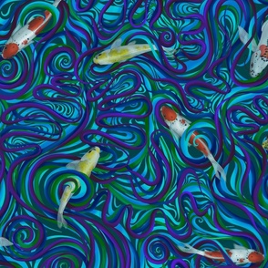 Psychedelic koi pond bright