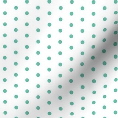 Aqua quarter inch polka dot on white