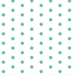 Aqua quarter inch polka dot on white