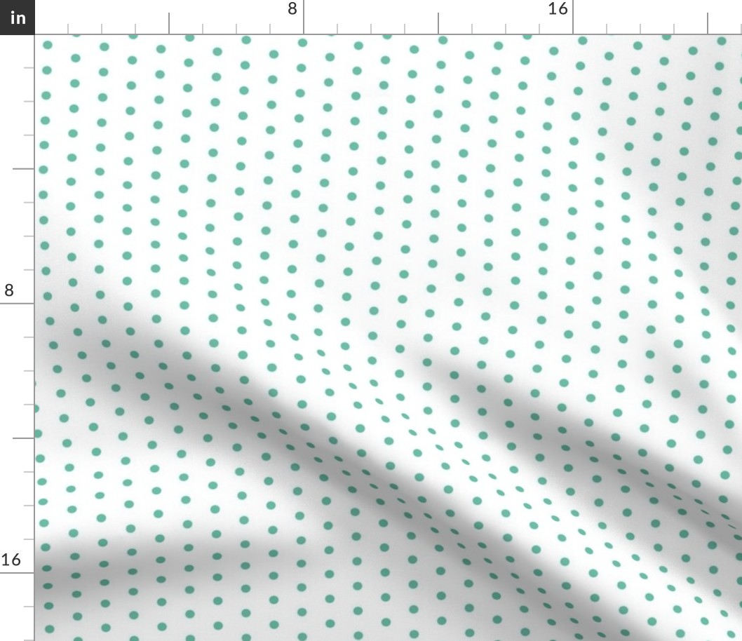 Aqua quarter inch polka dot on white