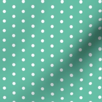 White quarter inch polka dot on aqua