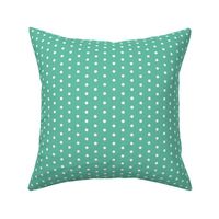 White quarter inch polka dot on aqua