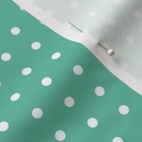 White quarter inch polka dot on aqua