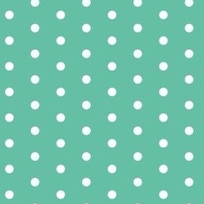 White quarter inch polka dot on aqua