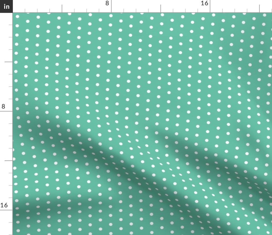 White quarter inch polka dot on aqua