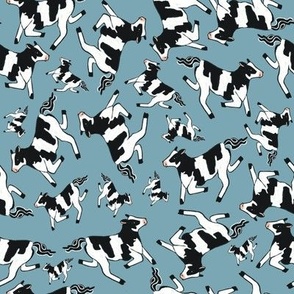 Prancing Cows Blue