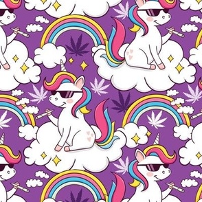 Cute cannabis unicorn purple