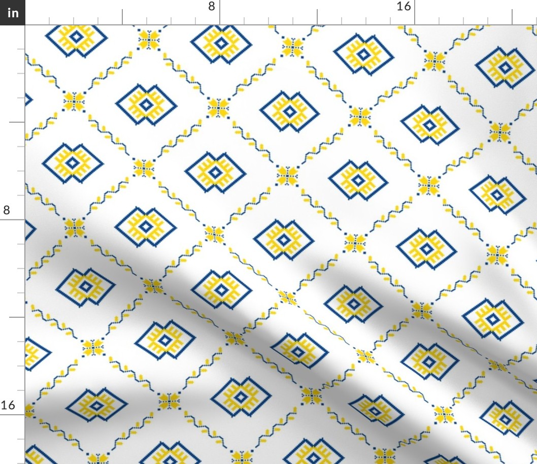 Ukraine Blue and Yellow National Pattern 02