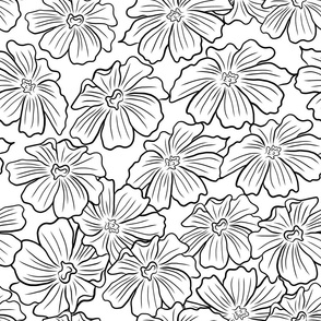 Black and white line flower pattern