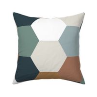 6" hexagon wholecloth: juniper teal, aegean green, marina blue, adobe red, teak gold, bisque beige