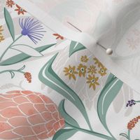 Protea Field - Botanical Floral White Pink Regular Scale