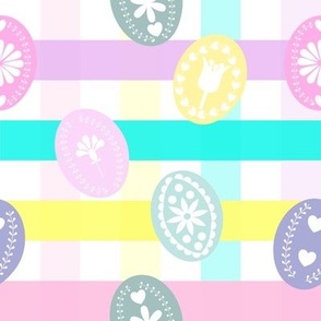 Easter Plaid with Multiple Colored Eggs 