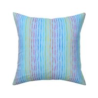 Watercolor stripes - light blue - rainbow col