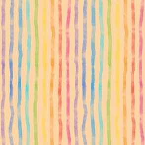 Watercolor stripes- apricot - rainbow colors 