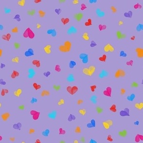 Watercolor hearts - purple - rainbow colors