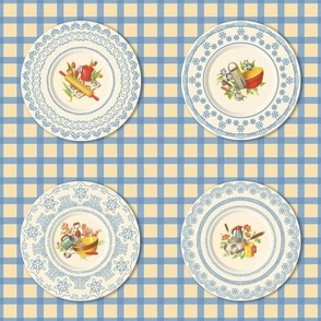 KITCHEN PLATES LARGE - RETRO KITCHEN COLLECTION (BLUE)