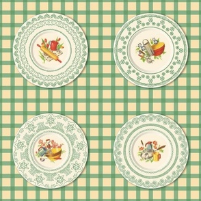 KITCHEN PLATES LARGE - RETRO KITCHEN COLLECTION (GREEN)