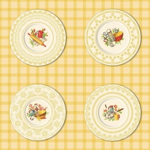 KITCHEN PLATES LARGE - RETRO KITCHEN COLLECTION (YELLOW)