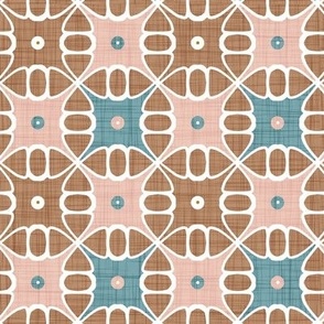 Granada - Mid Century Geometric Toasted Almond Blue Blush Regular Scale