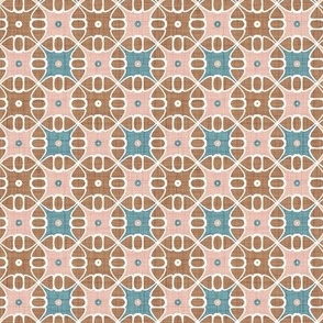 Granada - Mid Century Geometric Toasted Almond Blue Blush Small Scale