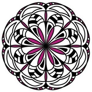 Mandala 144 purple black white