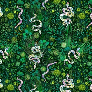 Serpents Colorés dans L'Herbe (Colorful Snakes in the Grass) 