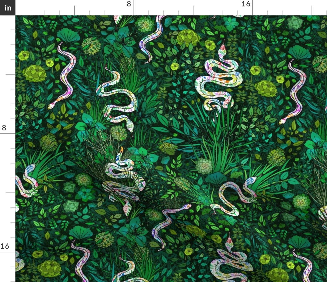 Serpents Colorés dans L'Herbe (Colorful Snakes in the Grass) 