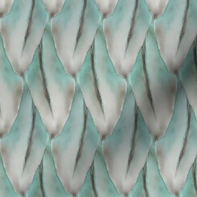 Tipped teal Fluffy watercolor feathers