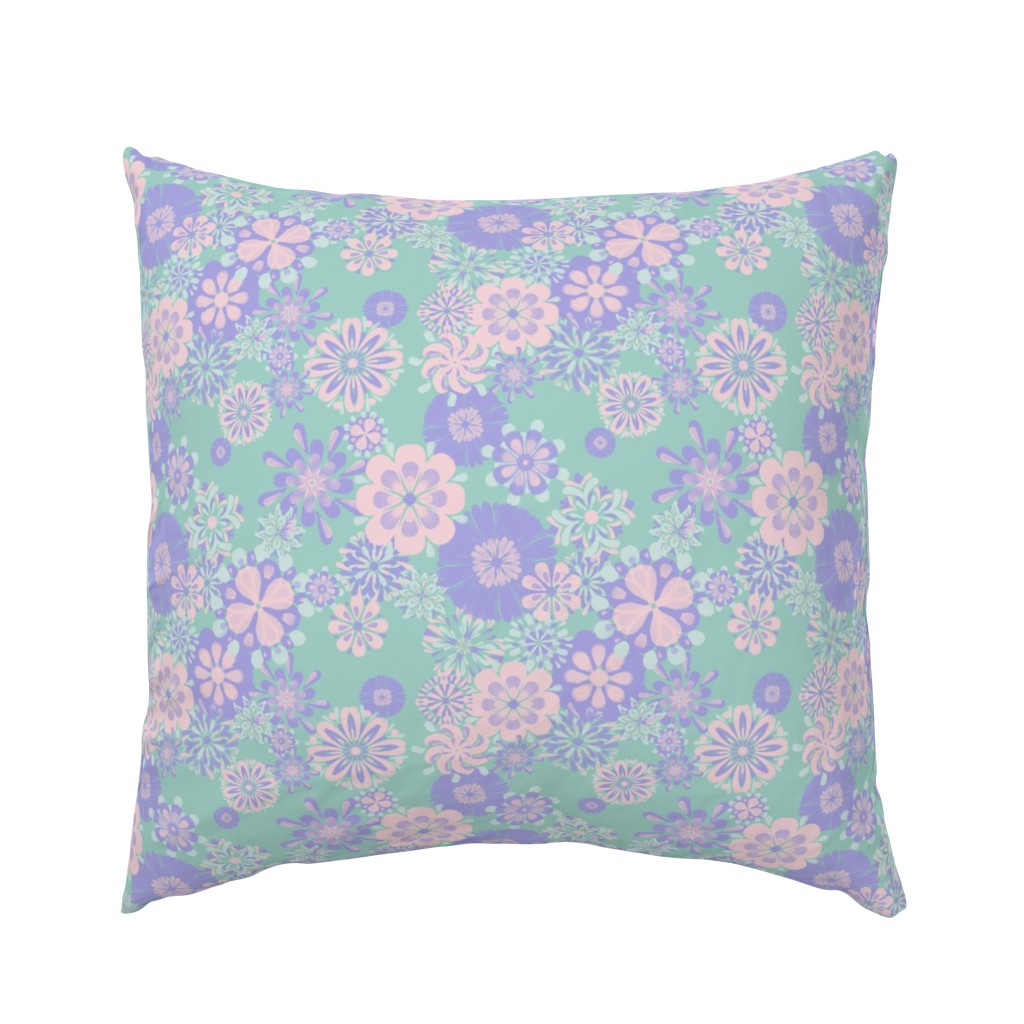 Candy colors - flowers - dark  mint