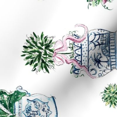 Charming Chinoiserie Topiary Railroaded pattern