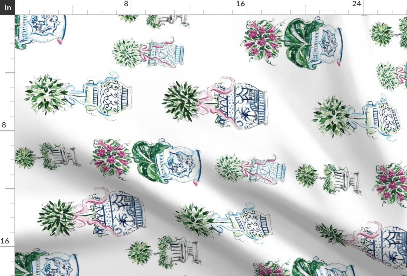 Charming Chinoiserie Topiary Railroaded pattern