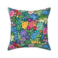 Rainbow Floral colorful eclectic Large