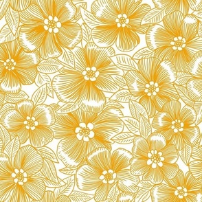 Boho Chic yellow line art floral