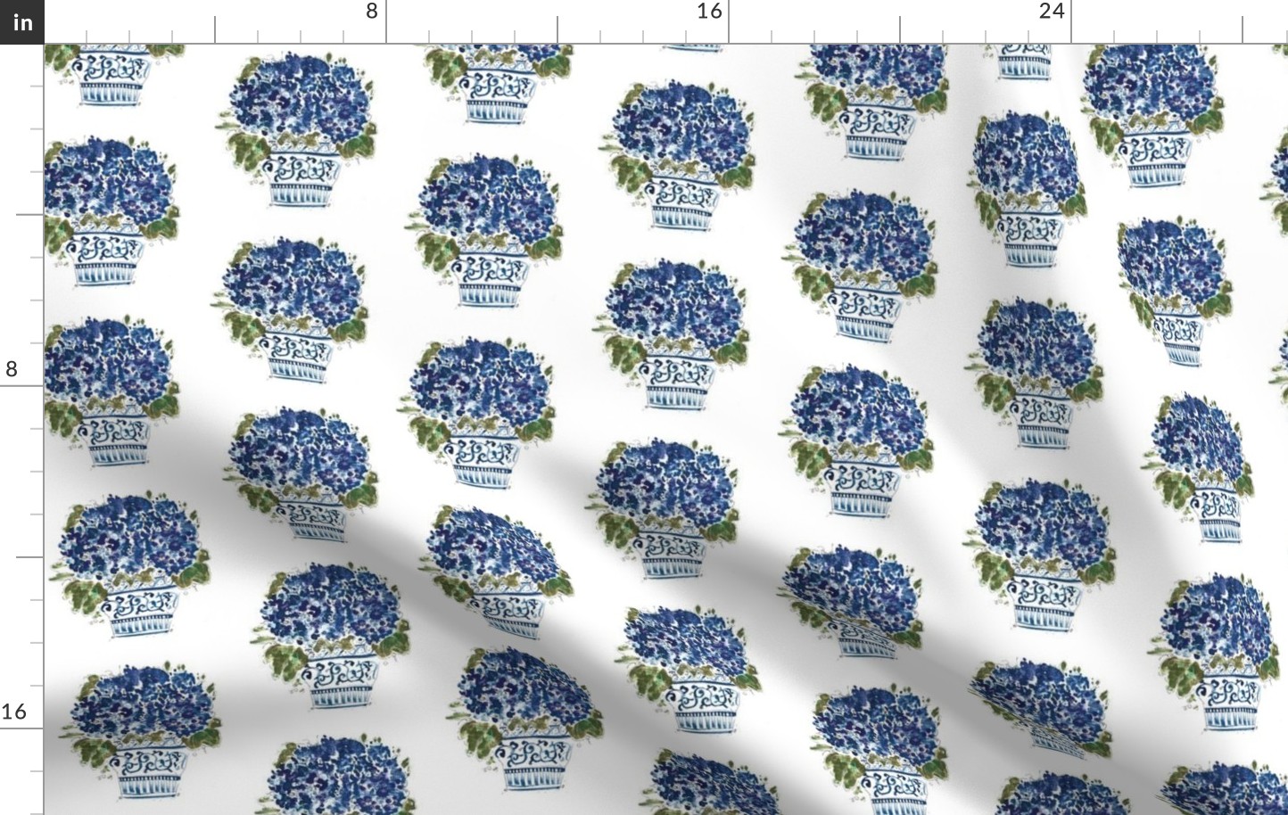 Hydrangea Chinoiserie pattern swatch