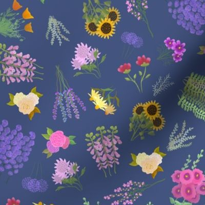 English Garden on Dusty Blue — Small