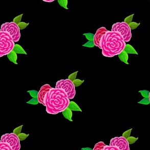 English Garden Roses on Black — Small