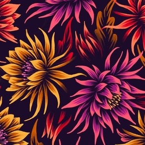Night Blooms - Purple / Yellow / Red